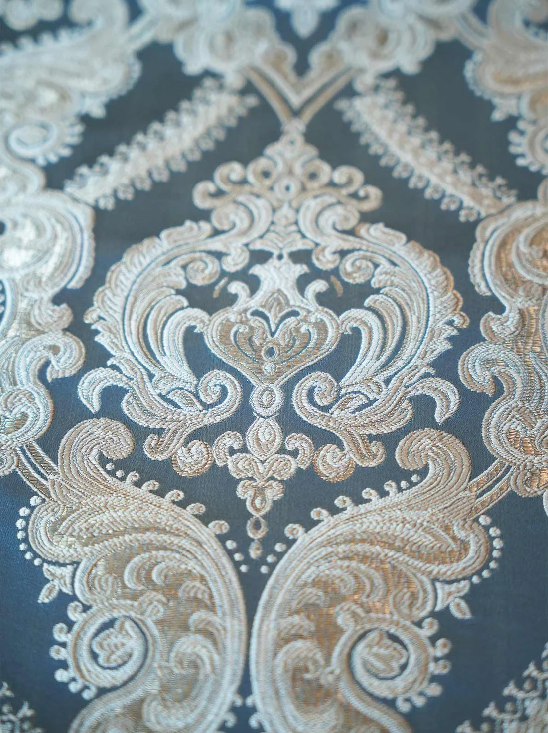 Crown Damask Blue Table Runner