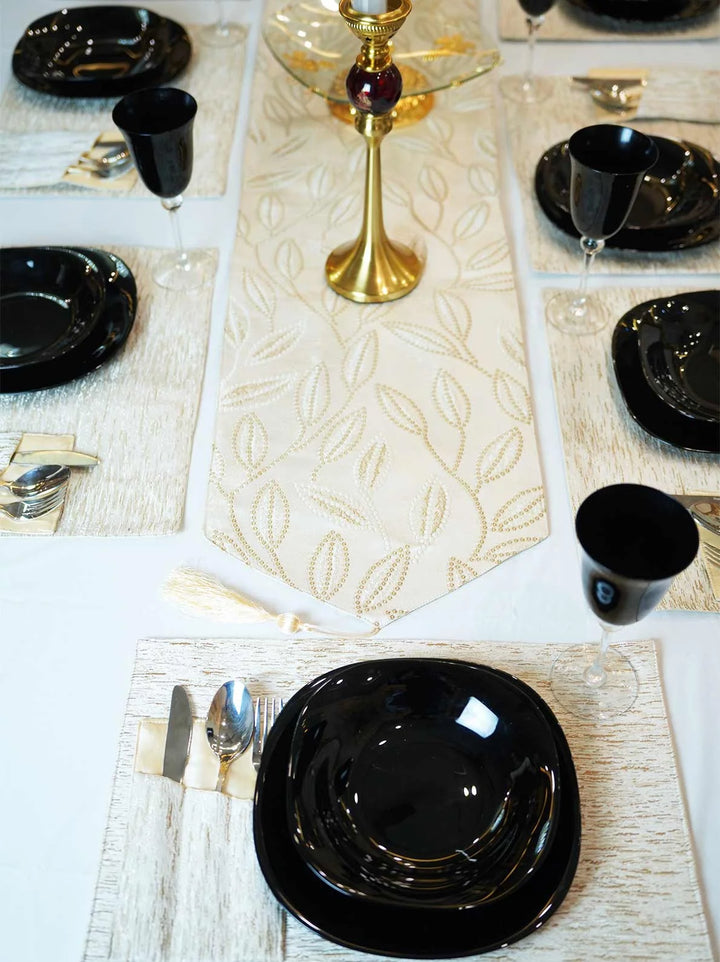 Luxury Thick Lined Damask Table Runner Set