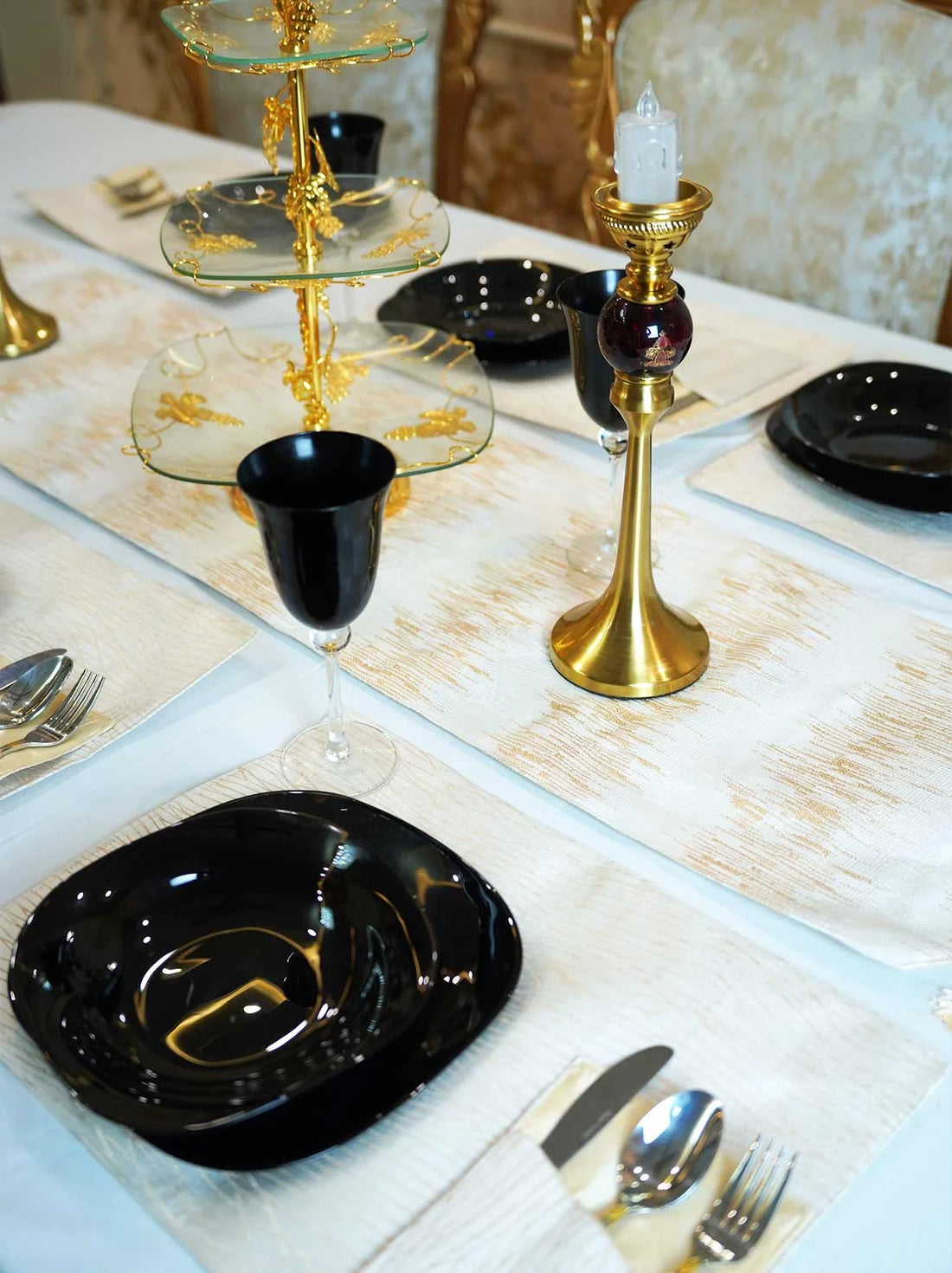 Soft Gold Table Runner Set