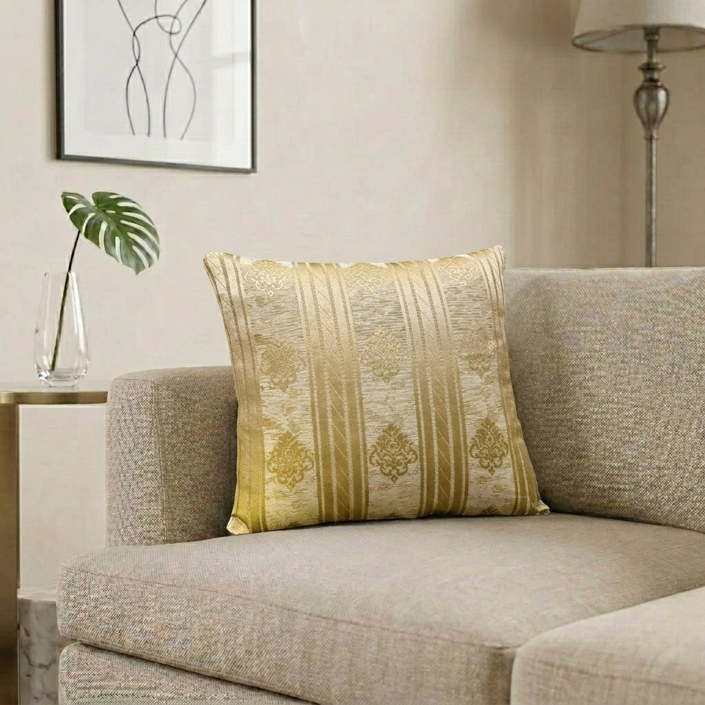 Gold Regency Stripe Cushion Cover