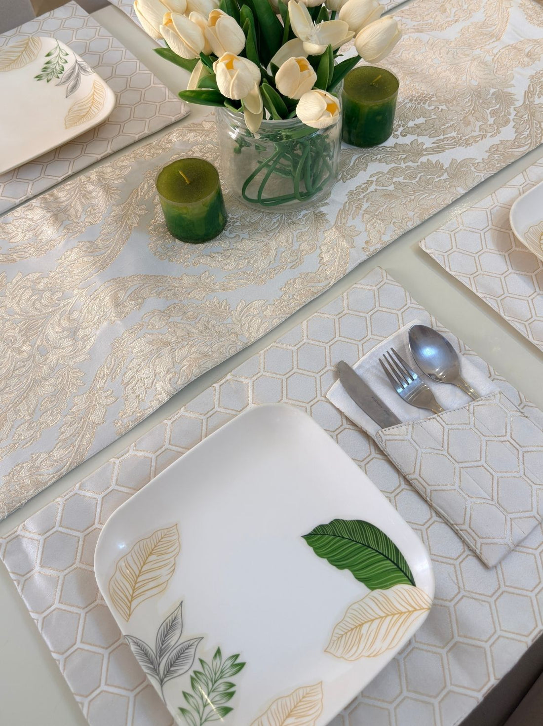 Pearl White Table Runner Set