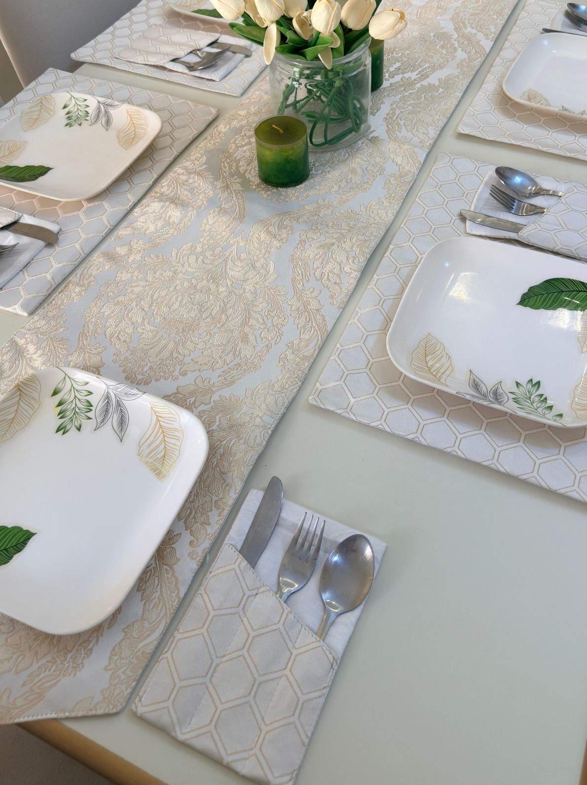 Pearl White Table Runner Set