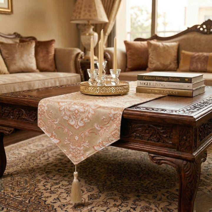 Pink Golden Damask Runner