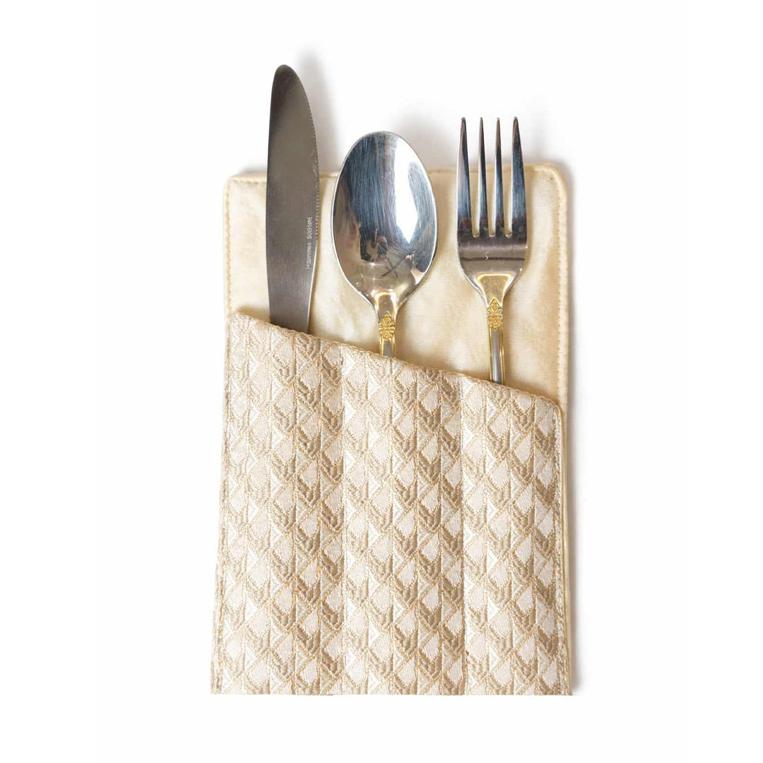 Ivory Damask Cutlery Holder