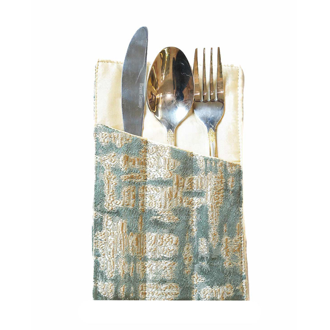 Misty Grey Damask Cutlery Holder