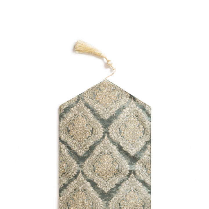 Misty Grey Damask Table Runner