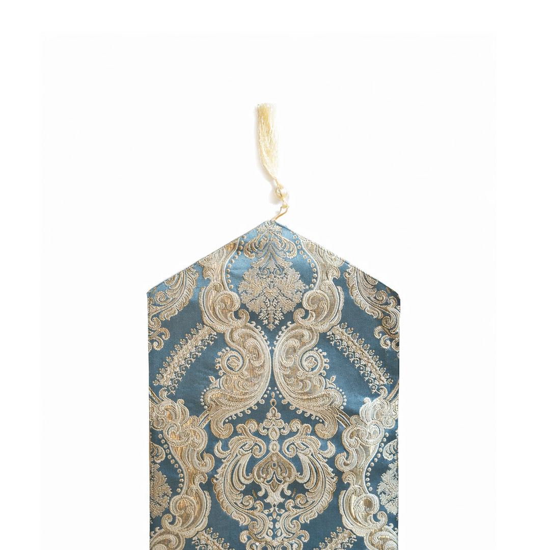 Crown Damask Blue Table Runner