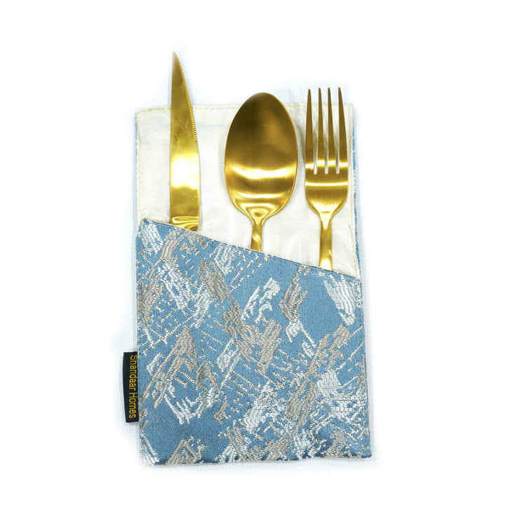 Silver Grey Damask Cutlery Holder