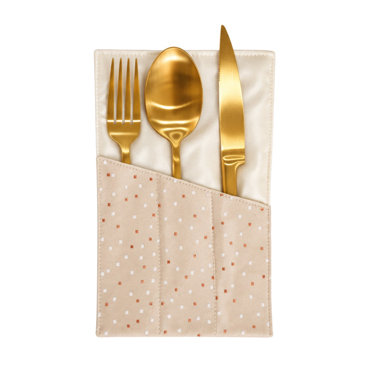 Pink Golden Damask Cutlery Holder