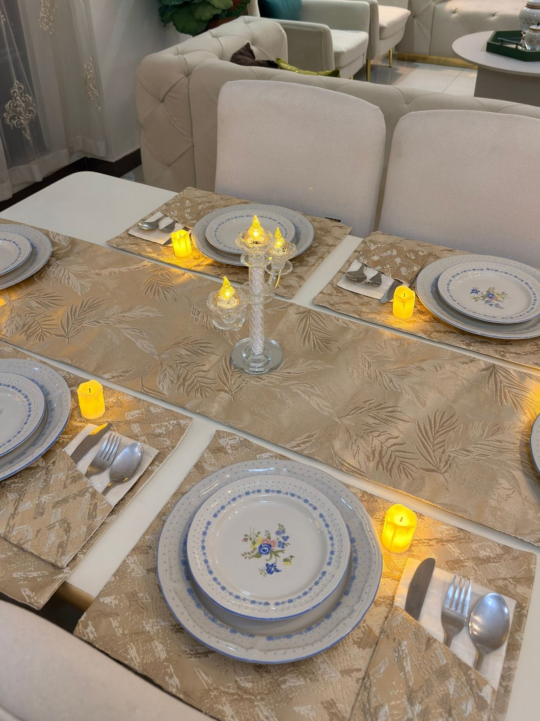 Gold Quartz Table Runner Set