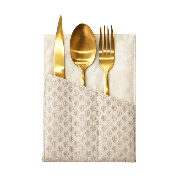 White Grey Damask Cutlery Holder
