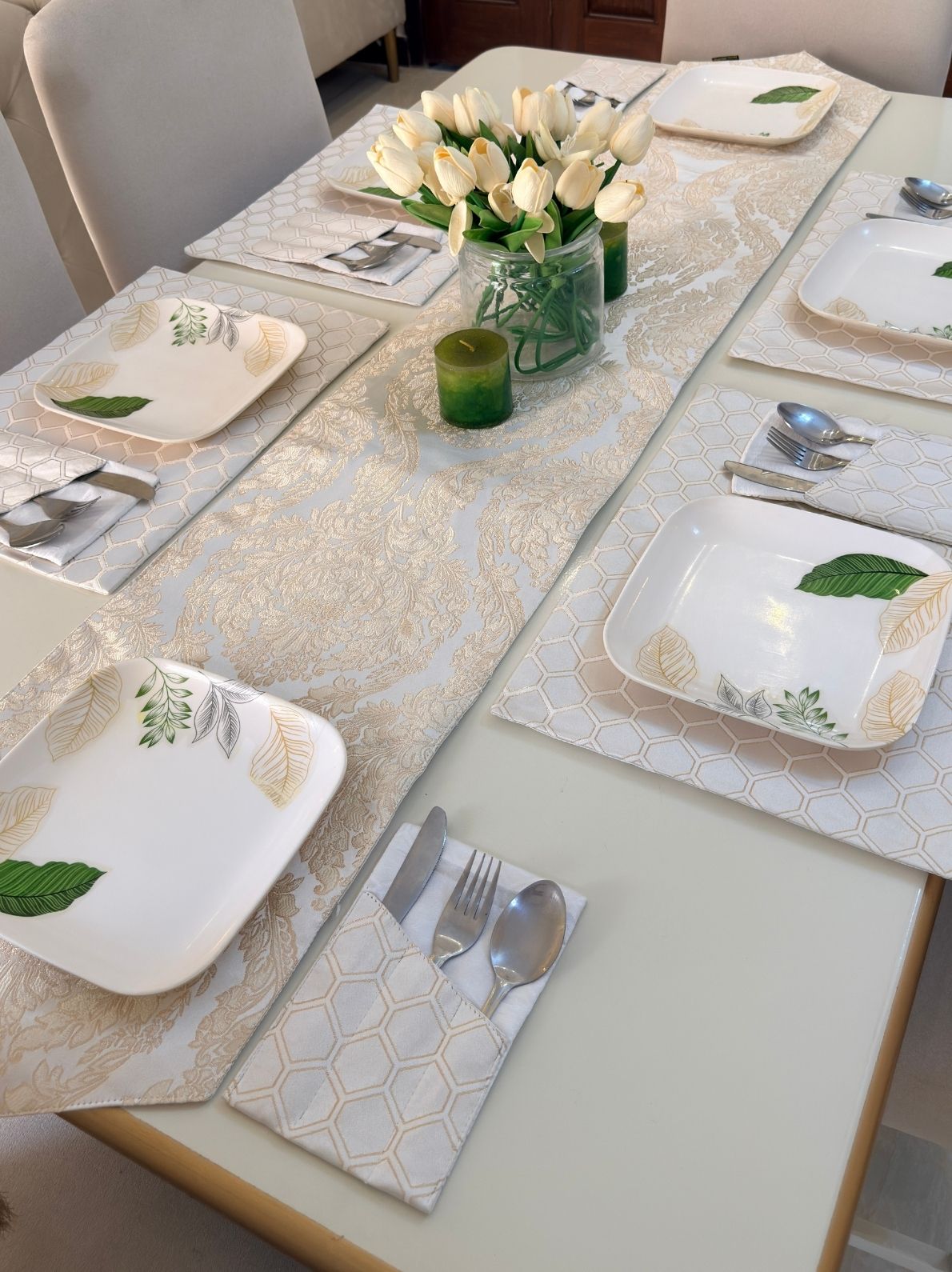 Pearl White Table Runner Set