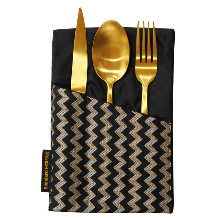 Crown Gold Black Cutlery Holder