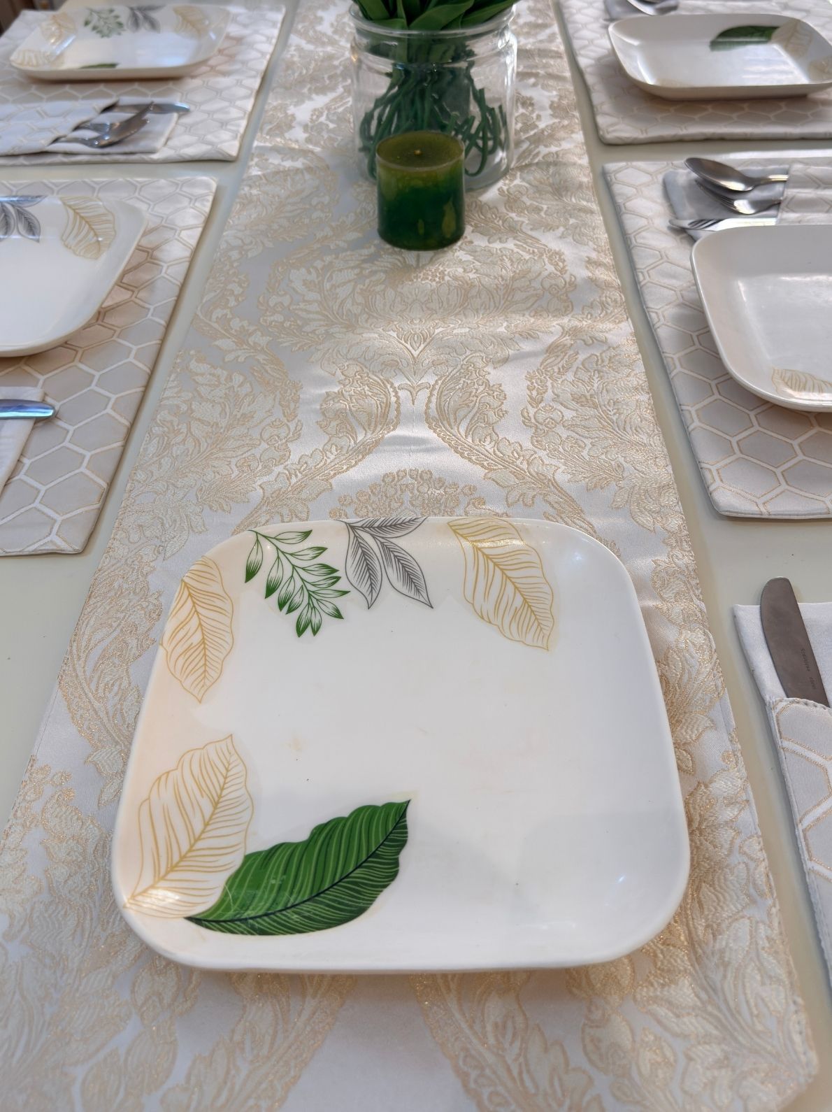 Pearl White Table Runner Set