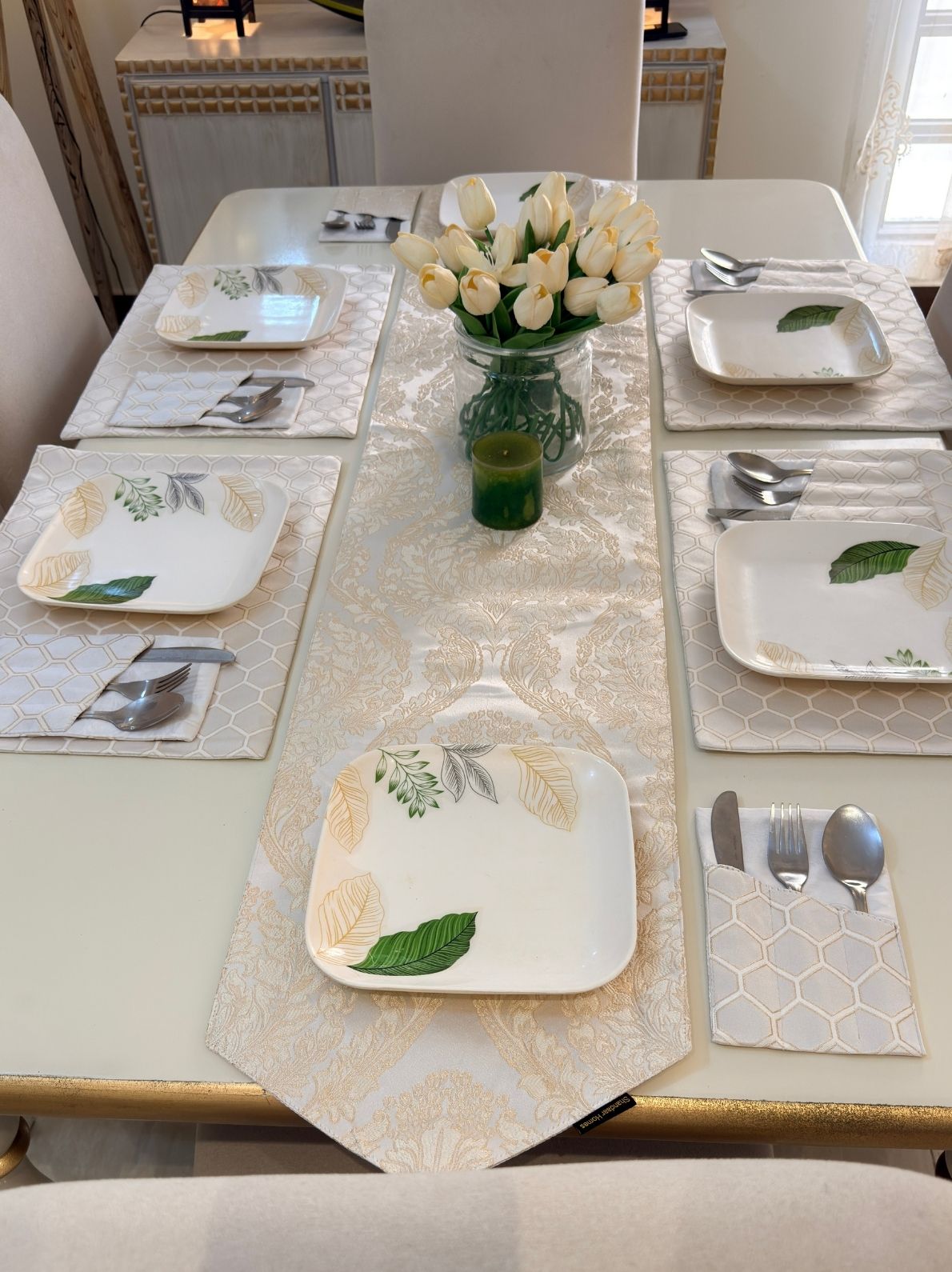 Pearl White Table Runner Set