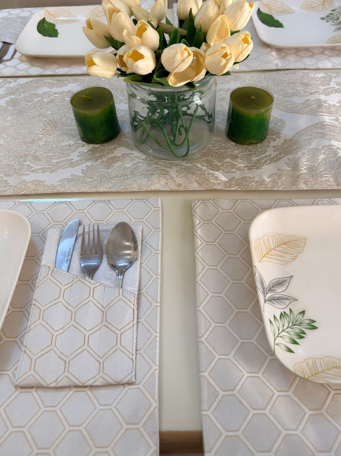 Pearl White Table Runner Set