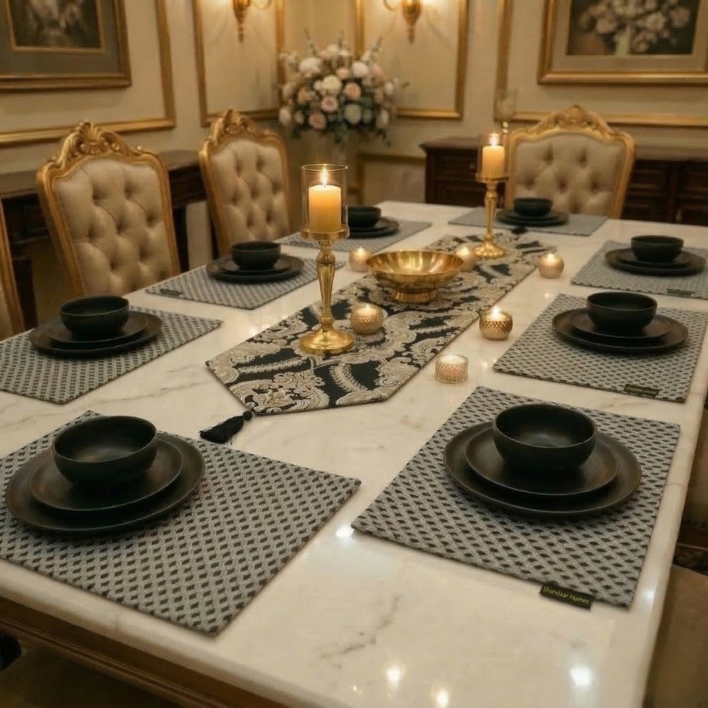 Baroque Black Gold Table Runner Set