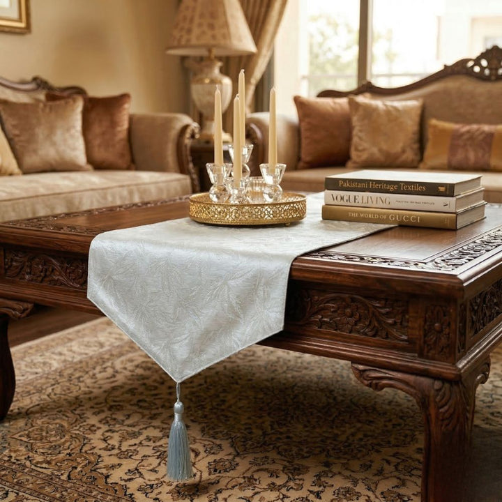 Baroque White Table Runner