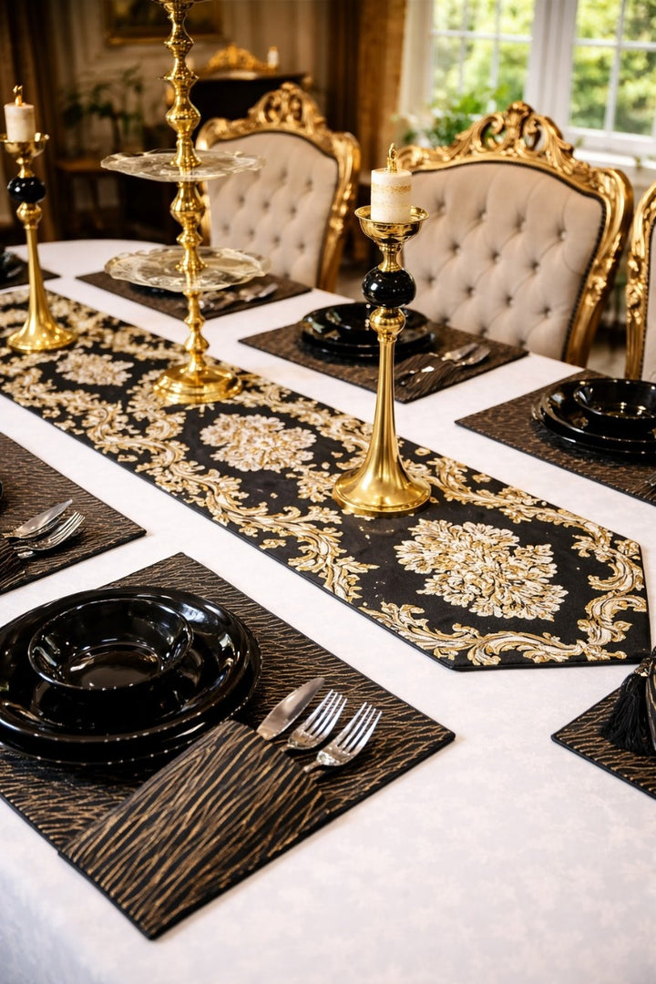 River Stone Damask Table Runner Set