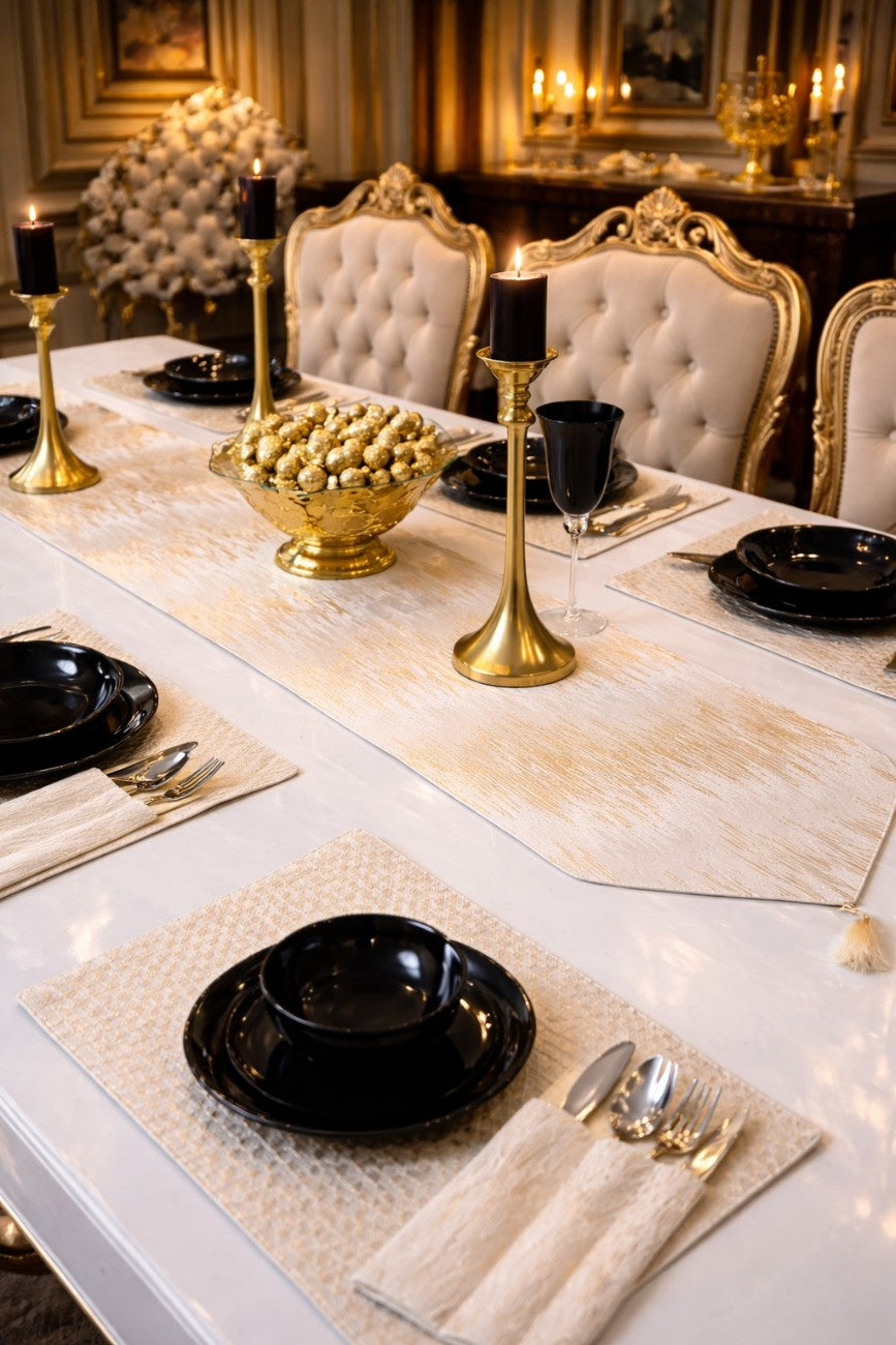 Soft Gold Table Runner Set