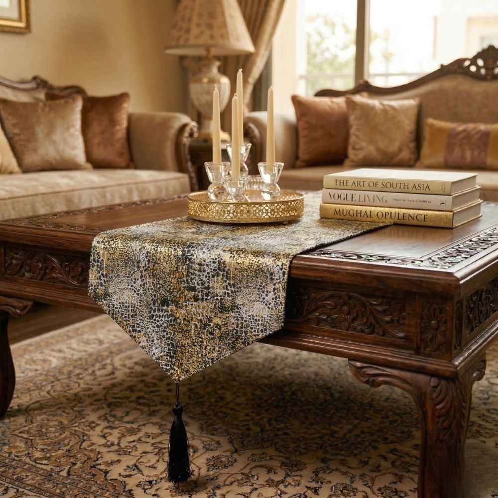 Chenille Damask Table Runner