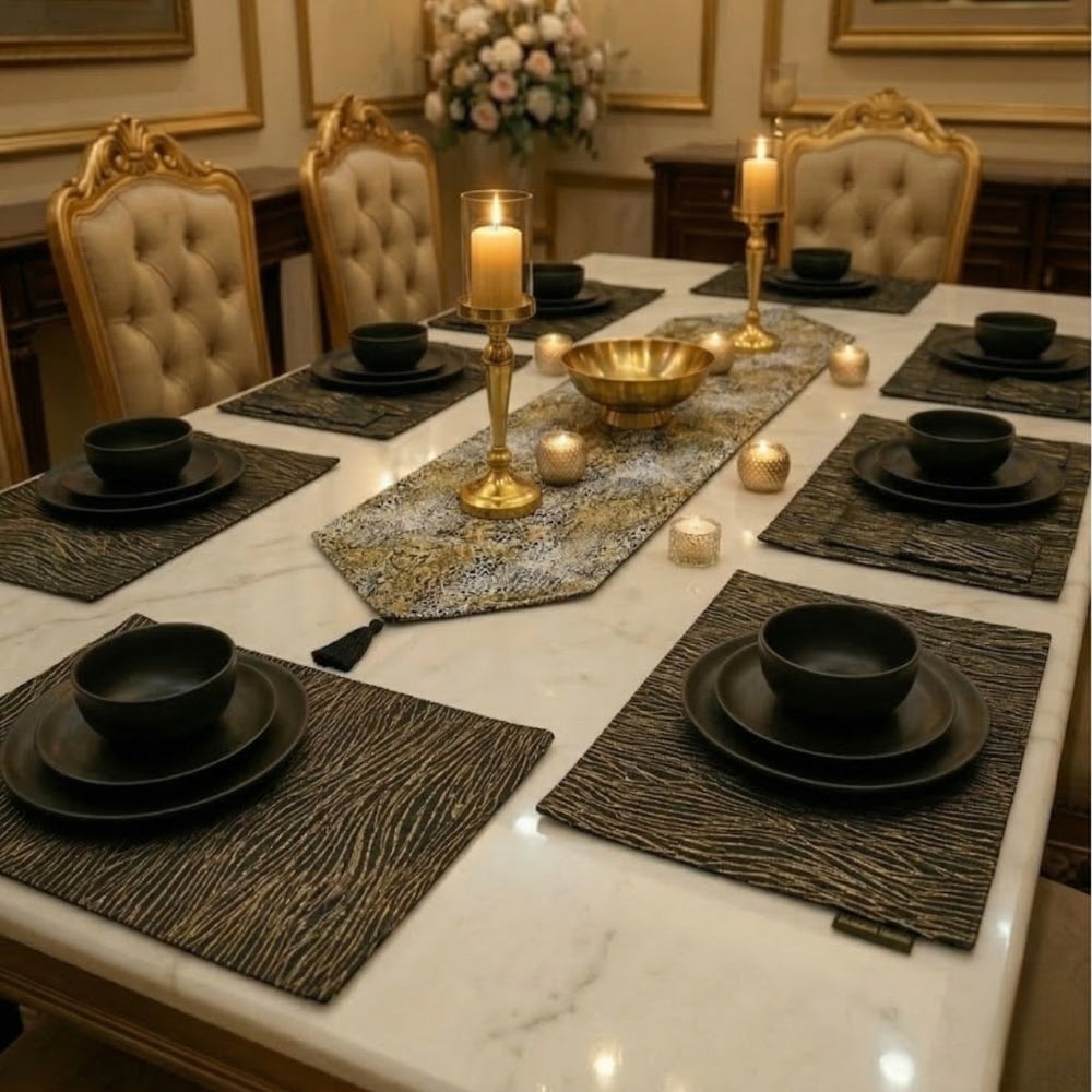 Chenille Damask Table Runner Set