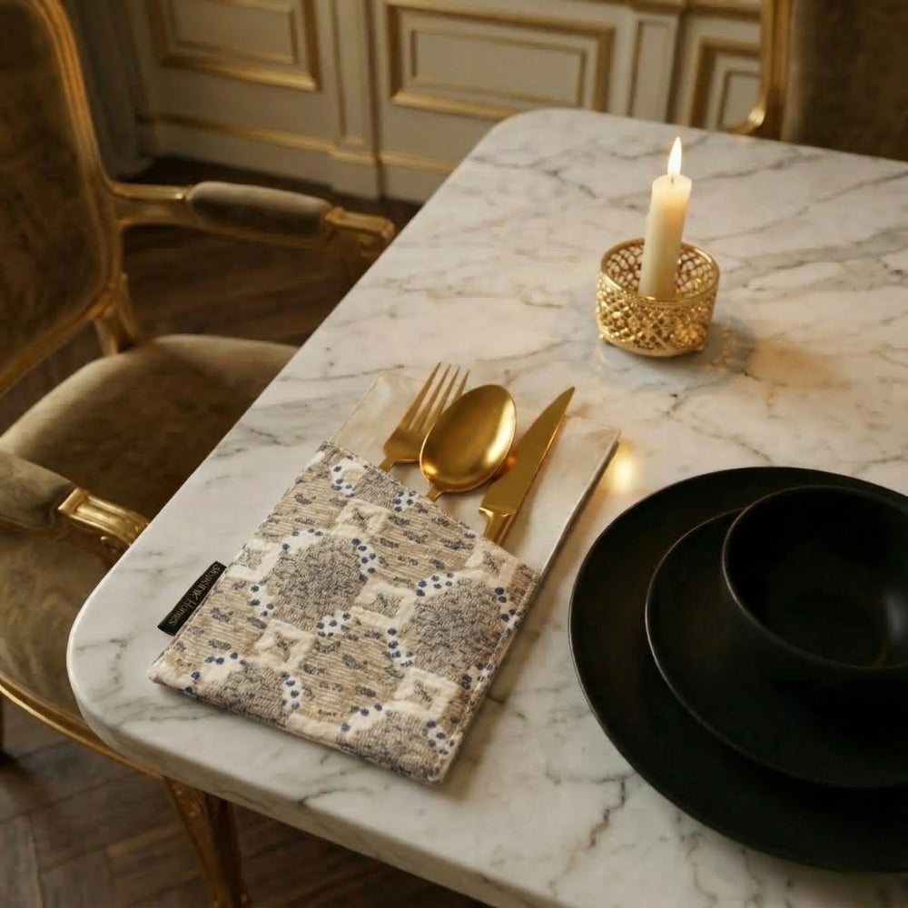 Gold Brown Velvet Cutlery Holder