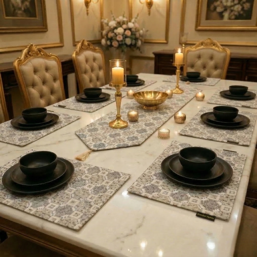 Gold Brown Velvet Table Runner Set