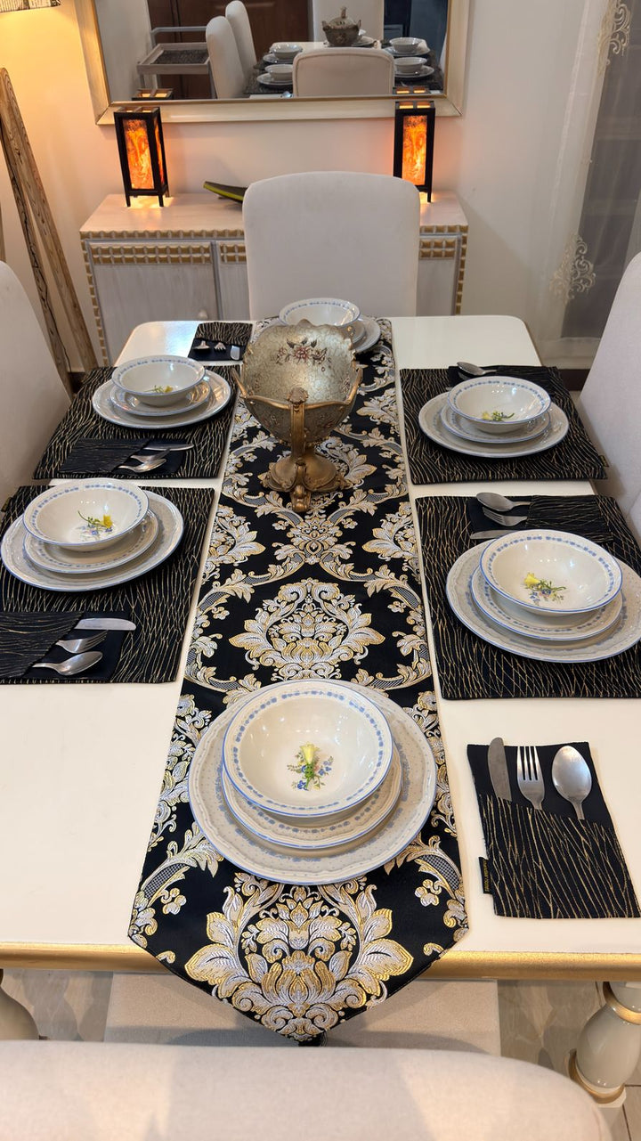 River Stone Damask Table Runner Set