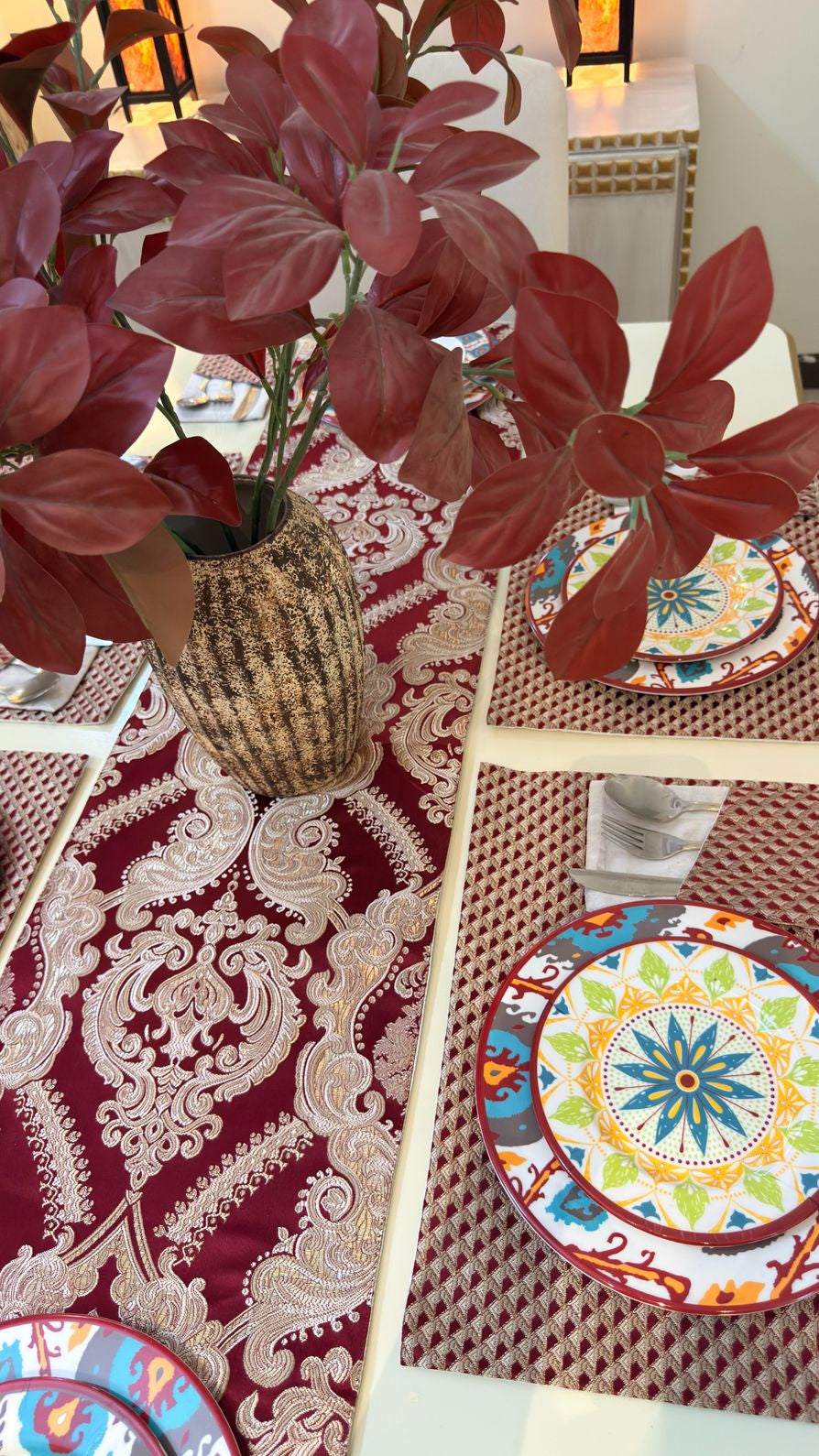 Royal Red Scarlet Table Runner Set