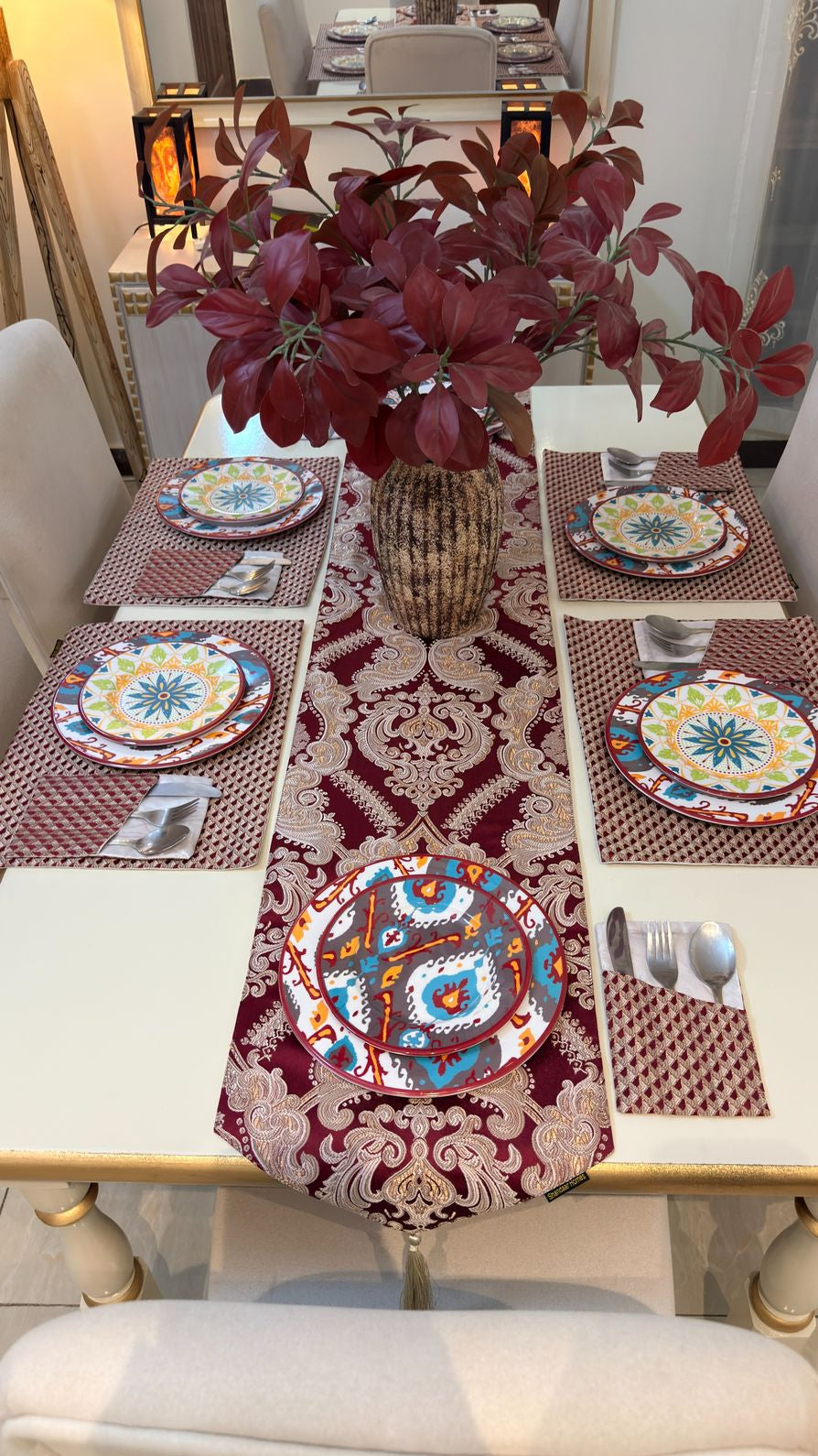 Royal Red Scarlet Table Runner Set