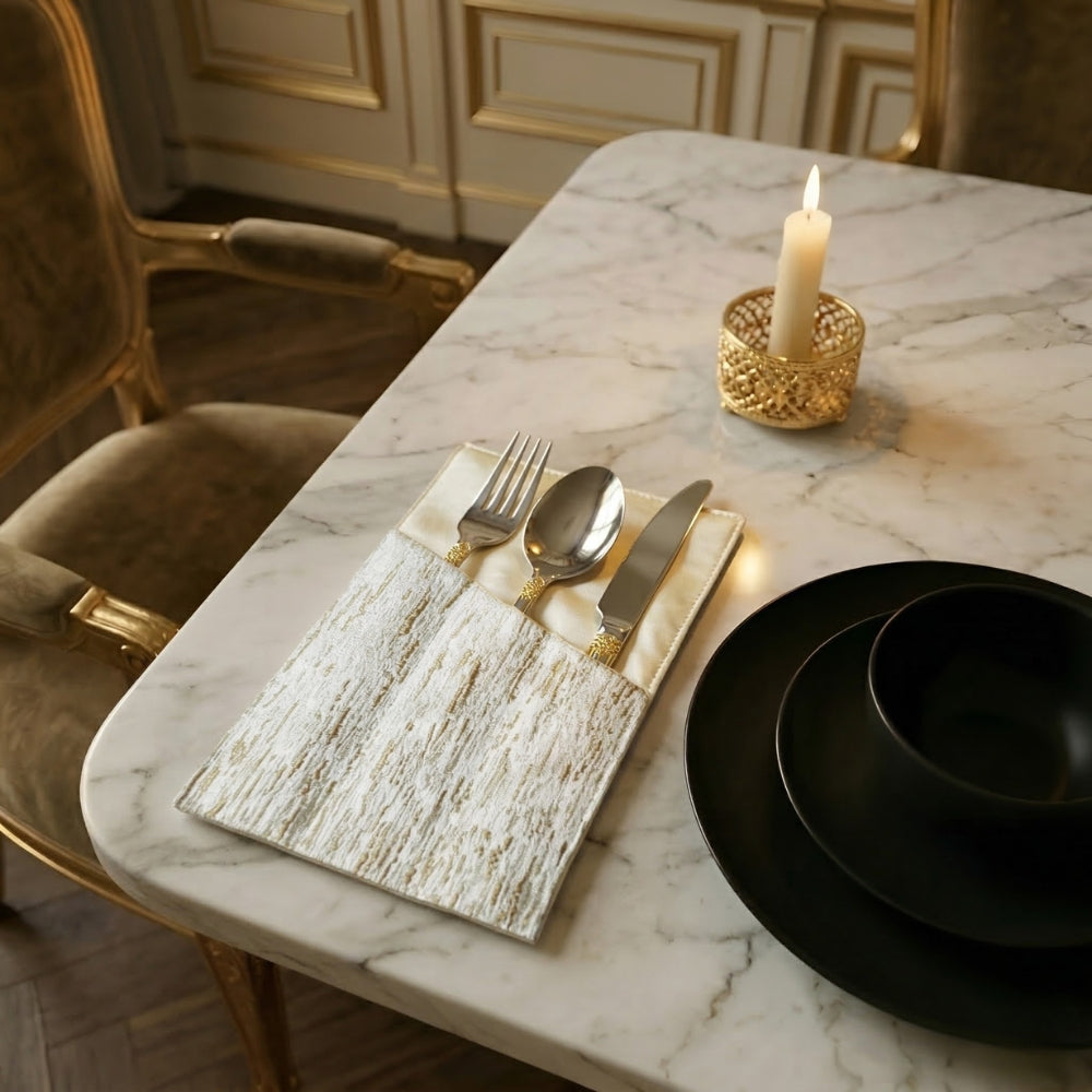 Luxury Thick Lined Damask Cutlery Holder