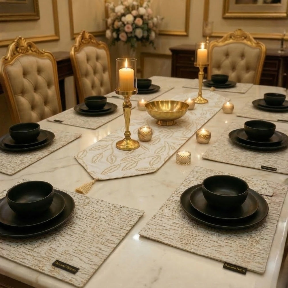 Luxury Thick Lined Damask Table Runner Set