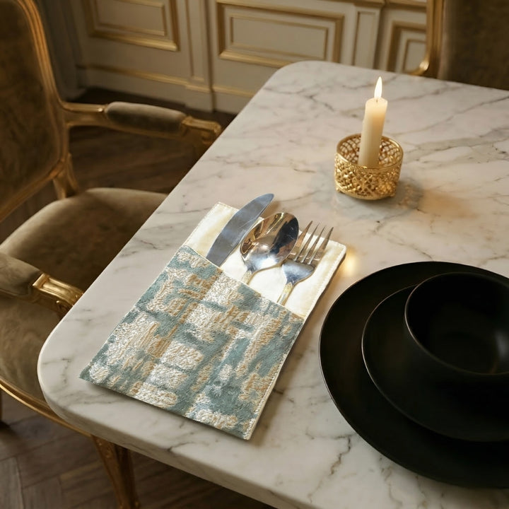 Misty Grey Damask Cutlery Holder
