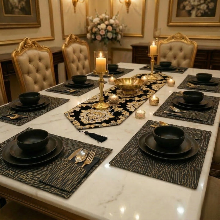 River Stone Damask Table Runner Set