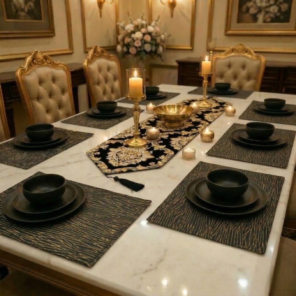 River Stone Damask Table Runner Set