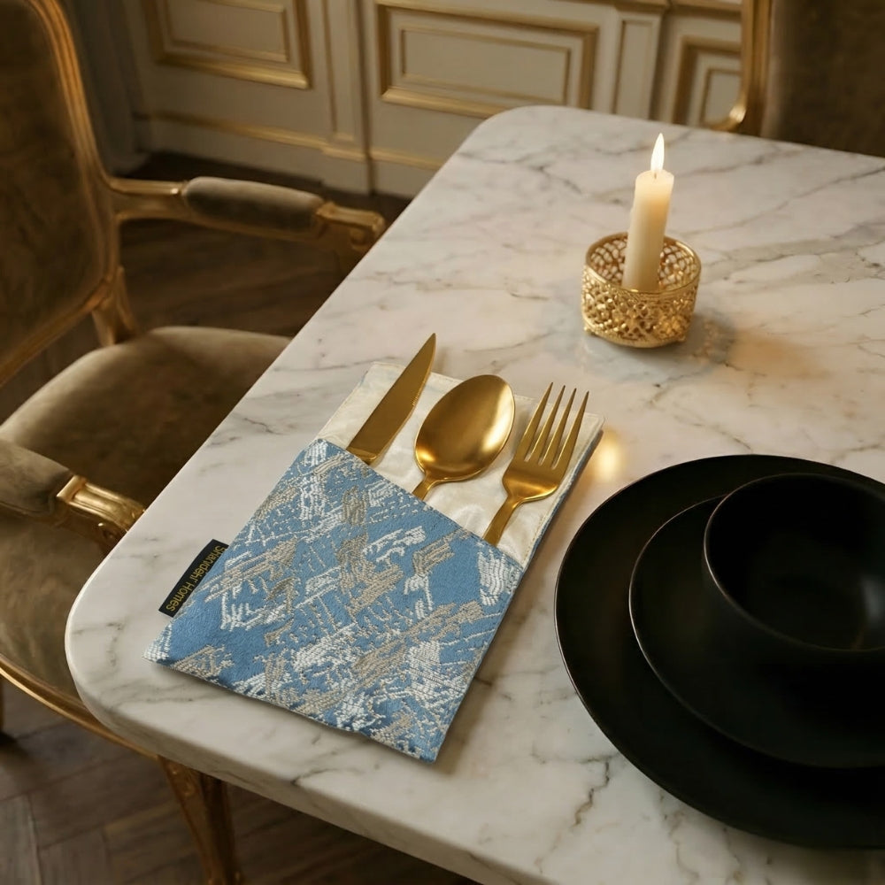 Silver Grey Damask Cutlery Holder