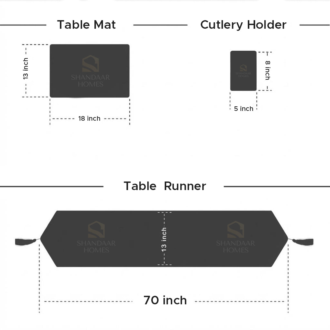Gold Brown Velvet Table Runner Set