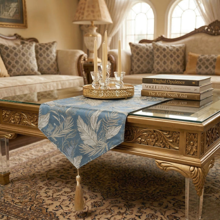 Silver Grey Damask Table Runner