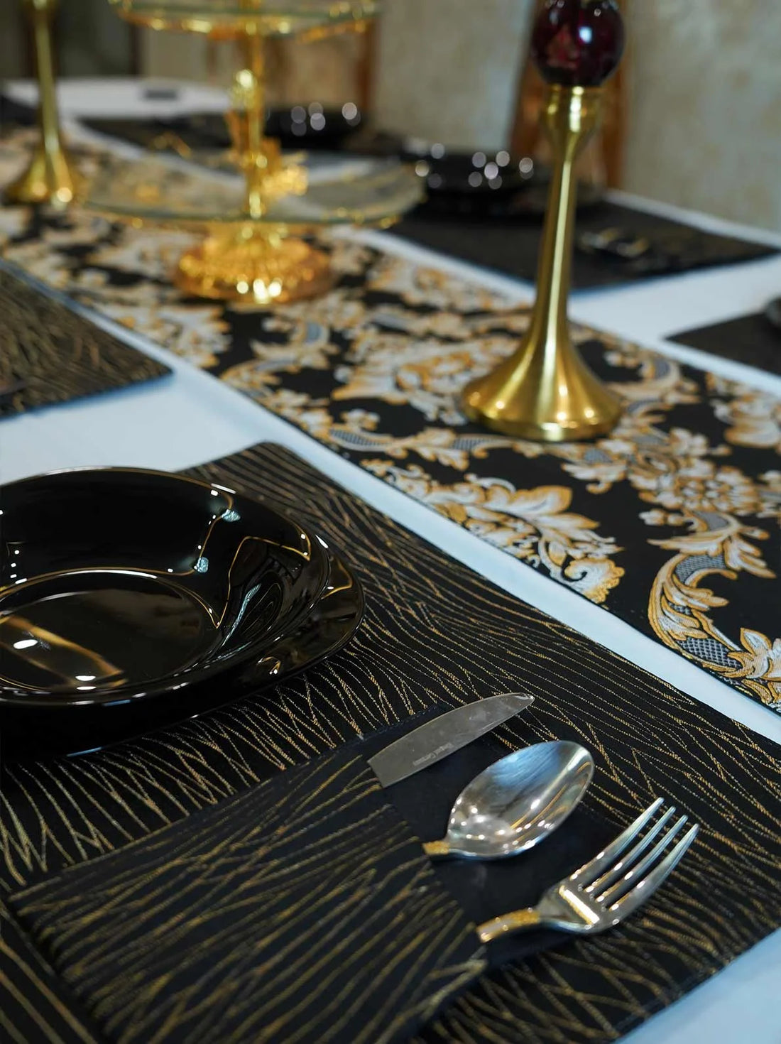 River Stone Damask Table Runner