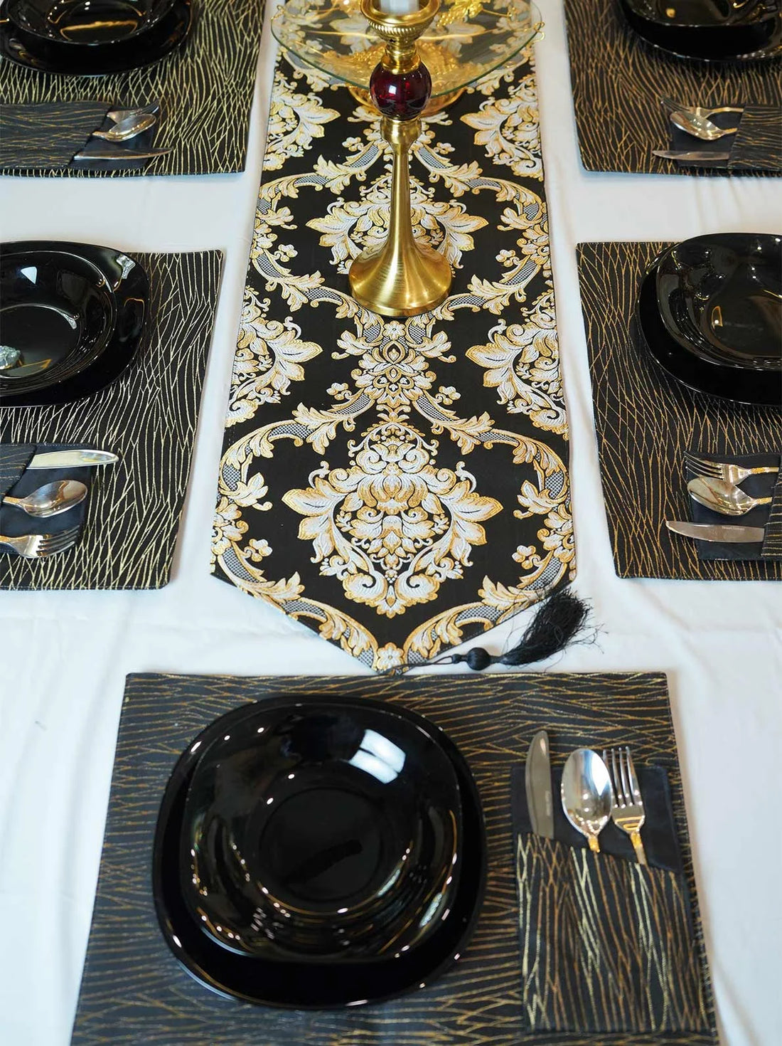 River Stone Damask Table Runner