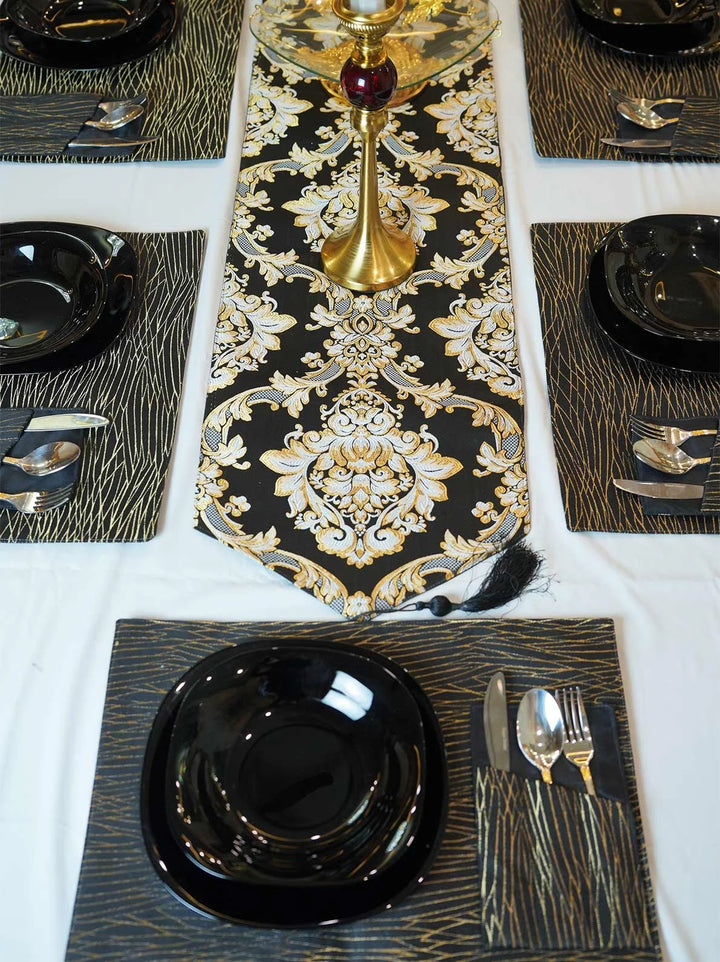 River Stone Damask Table Runner Set
